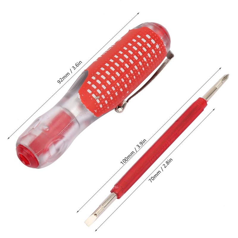 Test Pin Screwdriver, Voltage Tester, Screwdriver, 100V to 500V, Cross/Slotted