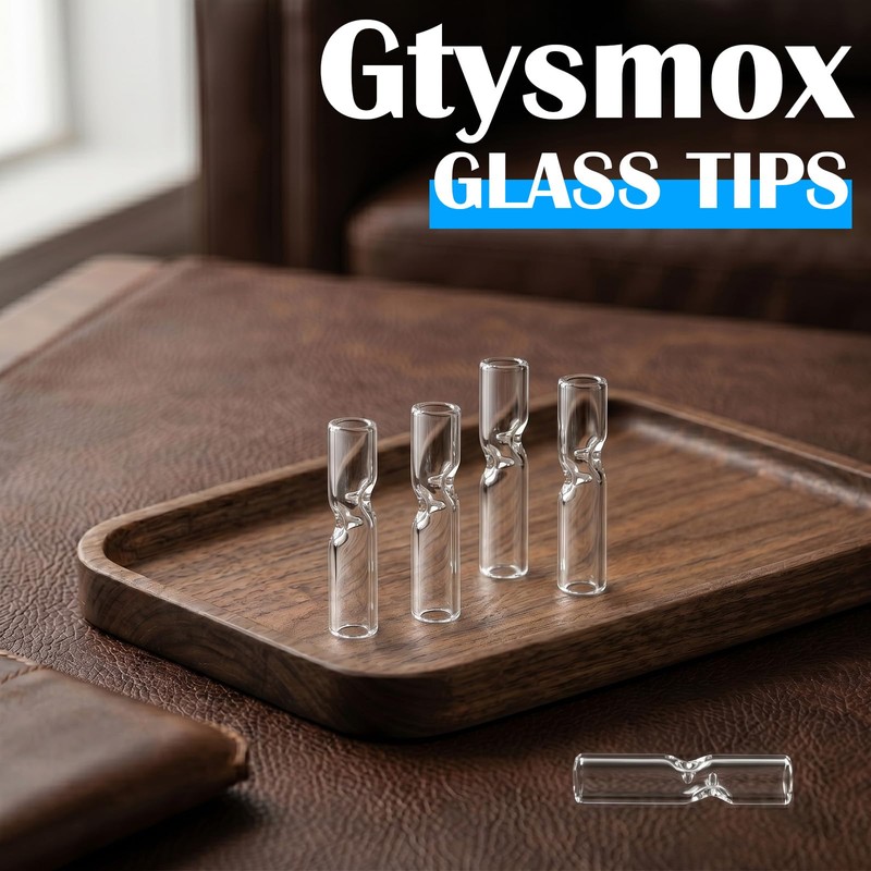20 Pack Gtysmox Glass Filter Tips, Reusable Clear Round Mouthpiece,