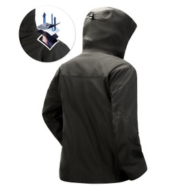 YOMEGO Hooded Functional Jacket Outdoor Waterproof Coat for Hiking,Camping, Seamless Windbreaker Rain Jacket for Women or Men (as1, alpha, s, regular, regular, Black)