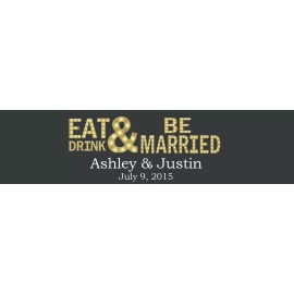 My Wonderful Labels Black Bkgrnd Marquee Letters Eat Drink & Be Married Wedding Water Bottle Labels