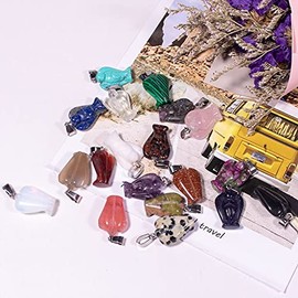 RayLineDo 10Pcs Angel Design Stone Pendants DIY Crystal Charms Beads with Assorted Color for Jewelry Making