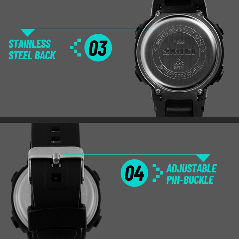 Men Digital Watch Stopwatch Alarm Luminous Watch