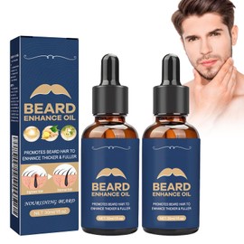 Pack of 2 Beard Roller Hair Beard Oil 30 ml Beard Growth Set Blue Beard Growth Agent Men Biotin Beard Growth Oil Serum Ideal for Stimulating Thick Beard and Hair Growth in Men