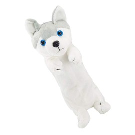 NUOBESTY Plush Pencil Case Plush Pencil Bag Dog Pencil Case Stationery Case Pen Holder for Children Toddlers Student (20 cm White Husky) Pencil Box for Dogs, White Husky, plush, husky-themed