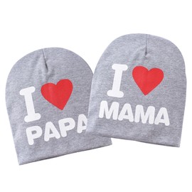 EQLEF Toddler Hat, Warm Knitted Hat, I Love Mama & I Love Dad Baby Hats, Unisex Cotton Beanie Hat, Baby Gift for Baby Shower, Christmas (0.5 to 2.5 Years Old), 0.5 to 2.5 years old