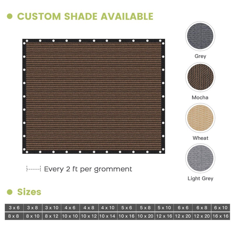 VOXBIN 90% Shade Cloth 12×20 FT with Grommets, Outdoor Sun