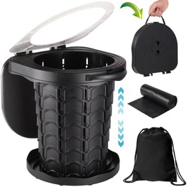 Fishboy Upgraded Portable Toilet for Camping, Adjustable Retractable Outdoor Toilet, Travel Potty with Carrying Handle and Storage Bag for Adults Kids for Hiking, Trips, Tent, Boat, Beach