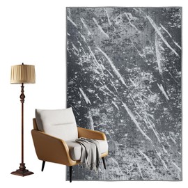 Vamcheer Machine Washable Rugs for Living Room - Modern Soft Faux Short Pile Area Rugs for Bedroom Dining Room Abstract Carpet for Office Kitchen Non Slip Non Shedding, 120x170CM, Black