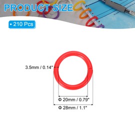 PATIKIL 1.1 Inch Loose Leaf Binder Rings, Pack of 210 Binder Ring Book Rings Plastic Key Rings for Paper Index Card Flash Card Book DIY Scrapbook Notebook Photo Album Office Red