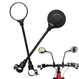 2 Pack Convex HD Bike Mirrors Bicycle Handlebar Mirrors Aluminum Tube Mirrors Adjustable Mirrors Bicycle Accessories for Mountain Bike Electric Bicycle (Black)