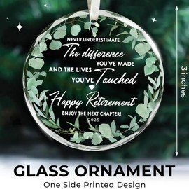 Retirement Ornament 2025 - Retirement Gifts for Women 2025 - Retired Christmas Ornament 2025 - Xmas Retired Gifts for Women 2025 Coworker, Teacher, Nursing, Women - Glass 2025 Christmas Ornaments