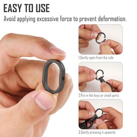 Titan EDC Carabiner Key Ring, Split Key Ring, Quick Release Key Organiser, Titanium Carabiner Keychain Liner for Connecting House Car Keys (Bk2pc)