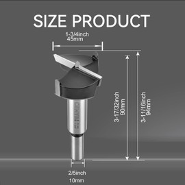 45mm | 1-3/4inch Carbide Forstner bit, 2.0mm Thickness of YG8 Carbide, Woodworking Hinge Cutter Tool Kits for Wood, Plywood and Plastic by CENYB