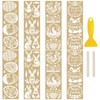 WANDIC 8Pcs Gold Stamping Easter Rub On Transfer Sticker,Cute Rabbit