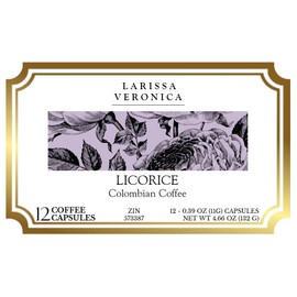 Licorice Colombian Coffee (Single Serve K-Cup Pods) (Gourmet, Naturally Flavored, Whole Coffee Beans) (12 pods, ZIN: 573387)