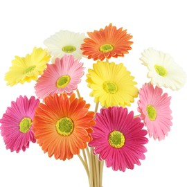 ACRYCS 10 Pcs Artificial Gerbera Daisies Flowers Artificial Daisy Bouquet Fake Daisy Stems Faux Flowers Bulk Artificial Flowers Wildflowers Silk Flowers for Wedding Bridal Bouquet Party Home Kitchen