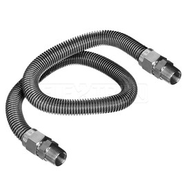 HIGHCRAFT GUHD-TT14-72E Gas Line Hose 3/8'' O.D. x 72'' Length with 1/2 in. x 0.38 in. MIP Fitting, Uncoated Stainless Steel Flexible Connector, 72 Inch