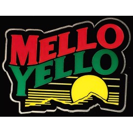 Coca-Cola SODA STICKER "MELLO YELLOW" 3 1/4 X 31/2" GLOSSY THICK WATERPROOF OUTDOOR USE