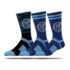 Strideline MLS Premium Crew Socks, New York City FC, Medium-Large, 3 Pack