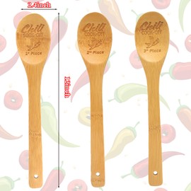 Chili Cook off Prizes Trophies Awards 1st 2nd 3rd Wooden Spoons for Cooking, Long Handled Chili Spoon Serving Spoon Mini Towels Chili Pepper Gift