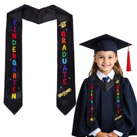 Haakong Kindergarten Graduation Sash Unisex Kindergarten Preschool Graduation Stole Printed Class of 2025 Colorful Grad Stole for Kids(Black, 130CM)