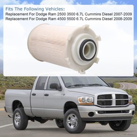 CARMOCAR Fuel Filter Water Separator 68061634AA repacement for 2007-2009 Dodge Ram 2500 3500 6.7L Cummins Diesel, 2008-2009 Dodge Ram 4500 5500 6.7L Cummins Diesel 68061634AA, 5257768