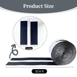Cayton Hook and Loop Tape Sticky, 2 Inch x 32.8 Feet Self Adhesive Hook and Loop Tape Nylon Self Adhesive for Various Handmade Craft (Black, 2in x 32.8ft)