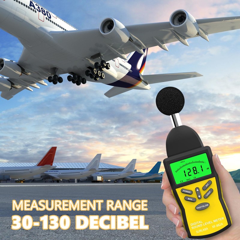 SURLABA Decibel Meter, 30-130 dB Digital Sound Level Meter with