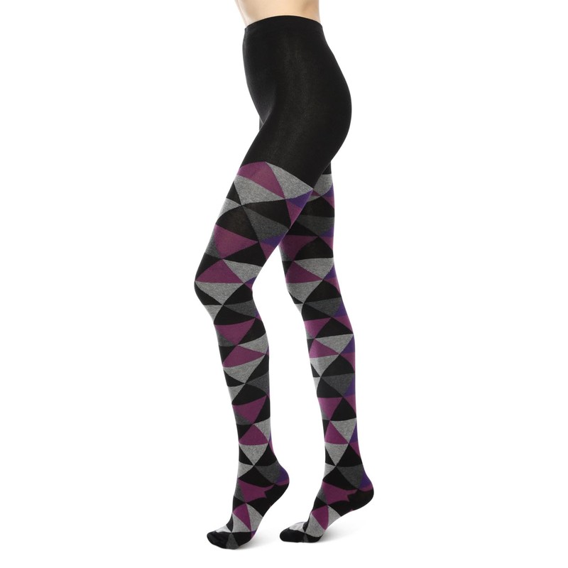 MeMoi Triangular Cotton Blend Sweater Tights Dark Gray Heather Medium/Large