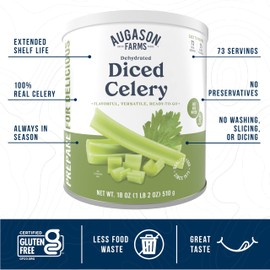 Augason Farms Dehydrated Cross Cut Celery Can, Emergency Food Supply, Everyday Meals, 36 Servings