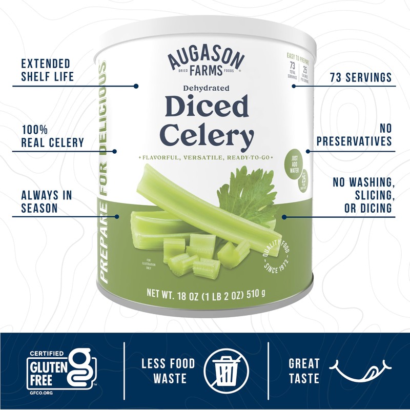 Augason Farms Dehydrated Cross Cut Celery Can, Emergency Food Supply,