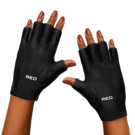 Red by Kiss UPF 50+ UV Protection Gloves for Women & Men Fingerless Sun Gloves for Driving Gel Manicure Gardening Outdoor Use Breathable Stretch Fit Washable (Black)