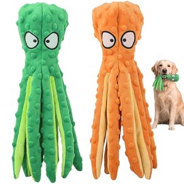 HGB Juguetes chirriantes para perros, pulpo sin relleno, juguetes masticables para perros para dentición de cachorros, entrenamiento y entretenimiento