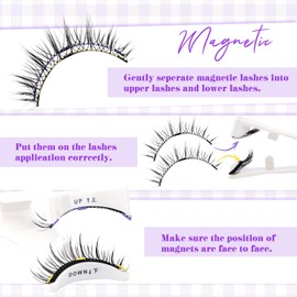 Magnetic Eyelashes Natural Look 2 Pairs Magnetic Lashes with Applicator Reusable Magnetic Eyelashes No Glue Needed Strip Lashes Easy to Wear and Remove(YJ079+B01)