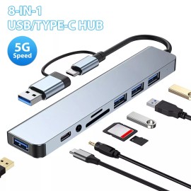 Universal 8-in-1 Laptop Hub - USB C Adapter with Power Delivery & 5G Speed | Mac/Windows U