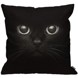 HGOD DESIGNS Cushion Cover Black Cat Show Two Eyes Throw Pillow Cover Home Decorative for Men/Women living room Bedroom Sofa Chair 18X18 Inch Pillowcase