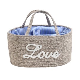 Wickeltasche Organizer,Baby Windel Caddy Korb,Tragbarer Aufbewahrungskorb für den Wickeltisch, Wickelkorb Organizer mit Wechselbaren Fächern & Griffen,Baumwollseilkorb für Babyparty Geschenke