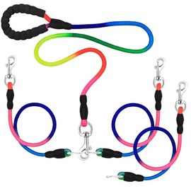 Correa doble para perro para 3 perros, correa de perro 3 en 1, correa de perro desmontable giratoria de 360° sin enredos con mango acolchado suave, adecuada para caminar y entrenar correas para dos o tres correas de perro