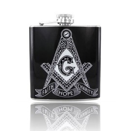 6oz Masonic/Mason Faith Hope Charity Vinyl Wrap Stainless Steel Flask (3)