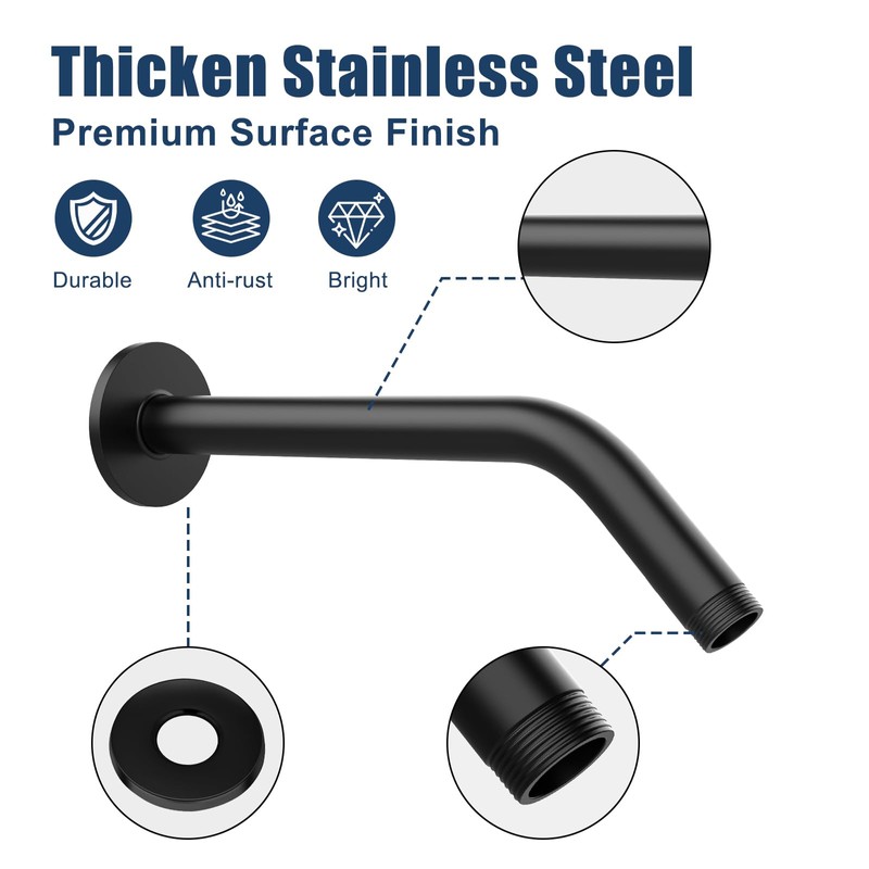 Shower Pipe Arm with Flange, Wall Mount Replacement Angle Shower