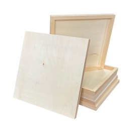 Wood Art Panels 12x12 Unfinished Wooden Canvas Panels 6-Pack Wood Frame for Oil Pouring Acrylics Painting Crafts