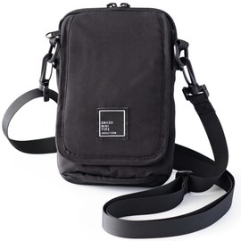 [INDIGO TIGER] Smartphone Shoulder Pouch Wallet Shoulder Bag Purse Crossbody Smartphone Pochette Men's Women's Wet Tissue, Black