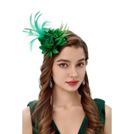 BABEYOND Fascinator Hats for Women Tea Party Hat Kentucky Flower Organza Fascinators Headband Derby Hats for Wedding R Green