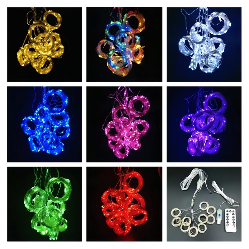 Clearhill 3 * 3Curtain String Lights, 300LED，Purple，8 Modes Fairy Hanging