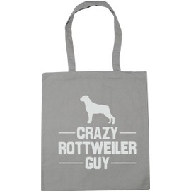 Hippowarehouse Crazy Rottweiler guy Tote Shopping Gym Beach Bag 42cm x38cm, 10 litres