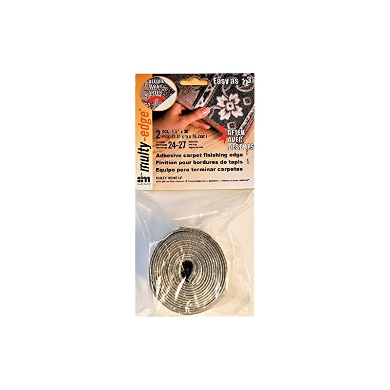 Multy Adhesive Carpet Finishing Edge, 1.5" x 30", Grey, 2-Pieces