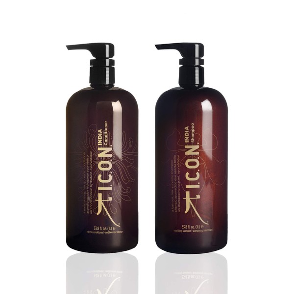 I.C.O.N. India Shampoo and Conditioner Combo, Salon-Quality Hair Care, 1 Liter Each
