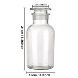 Kestun Lab Glass Reagent Bottle,Wide Mouth Glass Storage Bottle with Ground Stopper,Decorative Bottles/Vase (Clear, 1000ML)