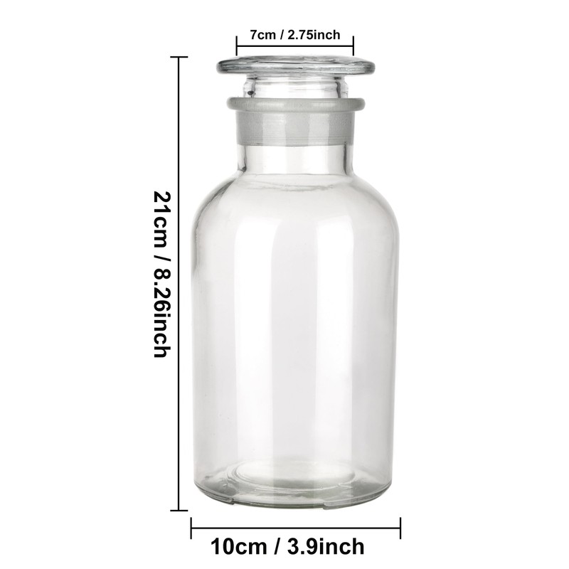 Kestun Lab Glass Reagent Bottle,Wide Mouth Glass Storage Bottle with