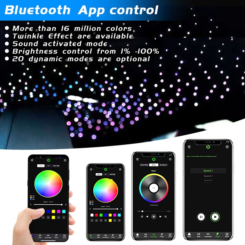 ATOKEE Starlight Headliner Kit, 16W Twinkle Fiber Optic Lights Kit,